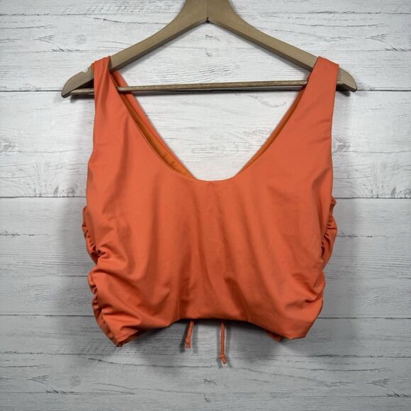 Peyton & Parker Womens Size Large Athletic Crop tank ruched front orange - Picture 2 of 6
